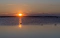 Spectacular unset over the Lake of Massaciuccoli, Lucca, Tuscany, Italy