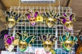 Spectacular Venice carnival masks on street stand Italy Royalty Free Stock Photo