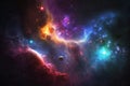 Spectacular vibrant colors nebula in outer space