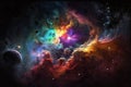 Spectacular vibrant colors nebula in outer space