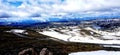 Spectacular view at Beartooth Highway Summit, Wyoming. A Drive of incredible beauty. Yellowstone. Road trip. Royalty Free Stock Photo