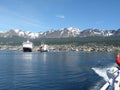 Boat and mountains at Usuahia Argentina