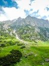 Spectacular view of bucegi peaks from near malaiesti chalet