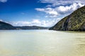 Spectacular view of Danube river flowing through rocky mountains