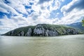 Spectacular view of Danube river flowing through rocky mountains Royalty Free Stock Photo