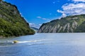 Spectacular view of Danube river flowing through rocky mountains Royalty Free Stock Photo
