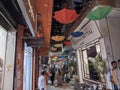 a spectacular view of a decorated street with many boutiques in Delhi