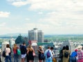 Spectacular view of the Downtown Montreal from the Mount Royal belvedere. Montreal, Canada Royalty Free Stock Photo