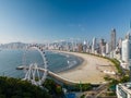 Spectacular view of a huge paddle wheel on Balneario Camboriu city beach