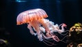 Spectacular view of a massive bell shaped jellyfish gracefully swimming in the pristine water