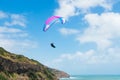 Paragliding. Muriwai Beach, New Zealand. Sport, Vacation, Leisure Activity, Travel Royalty Free Stock Photo