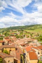 Spectacular view of Oingt,  historic medieval village in the Beaujolais region, north-west of Lyon Royalty Free Stock Photo