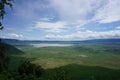 Spectacular view onto the vast Ngorongoro Crater with Lake Magadi inside Royalty Free Stock Photo