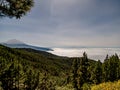 Spectacular view over the clouds to the mountain