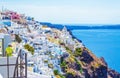 Amazing Fira town perched at Santorini Caldera cliff edge Cyclades Greece Royalty Free Stock Photo