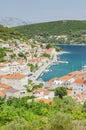 Spectacular view on Pucisca town located on the north coast of Brac island, Croatia Royalty Free Stock Photo