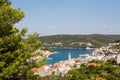 Spectacular view of Pucisca town located on the north coast of Brac island in Croatia. Royalty Free Stock Photo