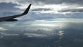 Spectacular view of the sky through the window of a plane Royalty Free Stock Photo