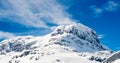Spectacular view of a snow capped mount Bitihorn peak in Beitostolen