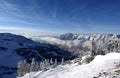 Spectacular view to the Mountains from Snowbird ski resort in Utah Royalty Free Stock Photo