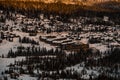 Spectacular view from top of the mountain. Forest and wooden houses. Royalty Free Stock Photo