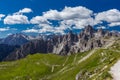 Spectacular view of Tre Cime de Lavaredo loop trail in Dolomites