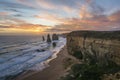 Spectacular view of the Twelve Apostles at sunset. Great Ocean Road, Victoria, Australia