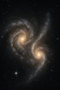 Spectacular View of Two Interacting Spiral Galaxies Royalty Free Stock Photo