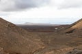 Amazing volcanic landscape in Timanfaya national park. Lanzarote island, Spain, Europe. Royalty Free Stock Photo