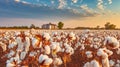 Spectacular Views of Ripe Cotton Fields. Generative AI