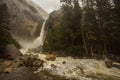 Spectacular views to the Yosemite waterfall in Yosemite National Park, California, USA Royalty Free Stock Photo