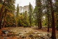 Spectacular views to the Yosemite waterfall in Yosemite National Park, California, USA Royalty Free Stock Photo