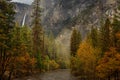 Spectacular views to the Yosemite waterfall in Yosemite National Royalty Free Stock Photo