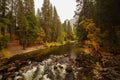 Spectacular views to the Yosemite waterfall in Yosemite National Park, California, USA Royalty Free Stock Photo