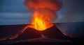 Spectacular Volcanic Eruption at Night Royalty Free Stock Photo