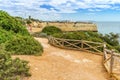 Spectacular walkway on the cliffs by Praia Nova in Porches, Algarve, Portugal