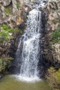 Spectacular water flow over the basalt canyon rocks and Iris Waterfall in the Golan heights