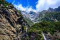 Spectacular waterfall in Milford Sound fiord.