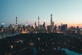 Spectacular Wide View over Central Park in Manhattan at Night with Flashing Cityscape Skyline of New York City Royalty Free Stock Photo