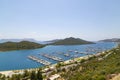 Spectacular wiev of the marina Kas with yacht and sailboats in the Mediterranean. Royalty Free Stock Photo