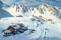 Spectacular winter landscape with frozen Balea lake, Transylvania, Romania, Europe