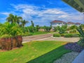 Spectacularly beautiful garden on the horizon with some very nice flowers Royalty Free Stock Photo