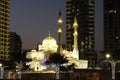 Spectacularly Illuminated JBR Mosque at Dubai Marina Royalty Free Stock Photo