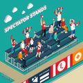 Spectator Stands With Fans Isometric Illustration