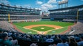 Spectator view of a baseball game at a large stadium Royalty Free Stock Photo