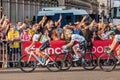 Spectators and fans watch the last stage of the Tour de France in Paris Royalty Free Stock Photo