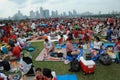 Spectators gathering at the Marina Barrage Roof Garden to view the live screening of Singapore 53rd National Day Parade