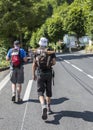 Spectators of Le Tour de France Walking to the Col du Tourmalet Royalty Free Stock Photo