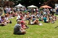 Spectators Sitting On Grass Watch Performance At Festival