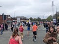 Spectators watch runners at Manchester Marathon 2023
